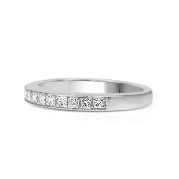 18ct White Gold Princess Cut Diamond Band Ring