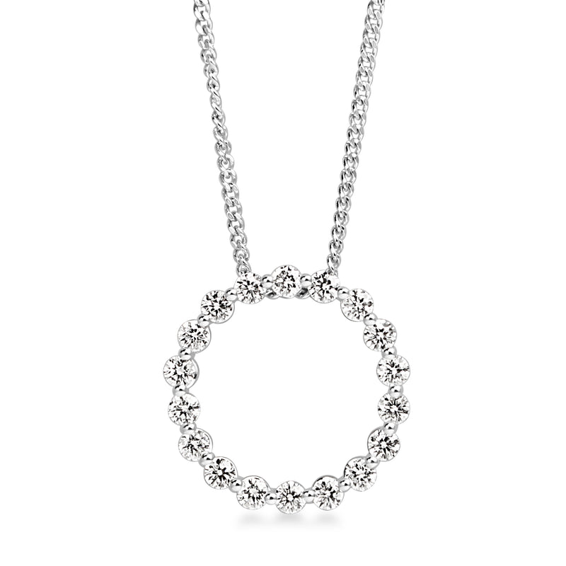 9ct White Gold Circle of Life Diamond Necklace