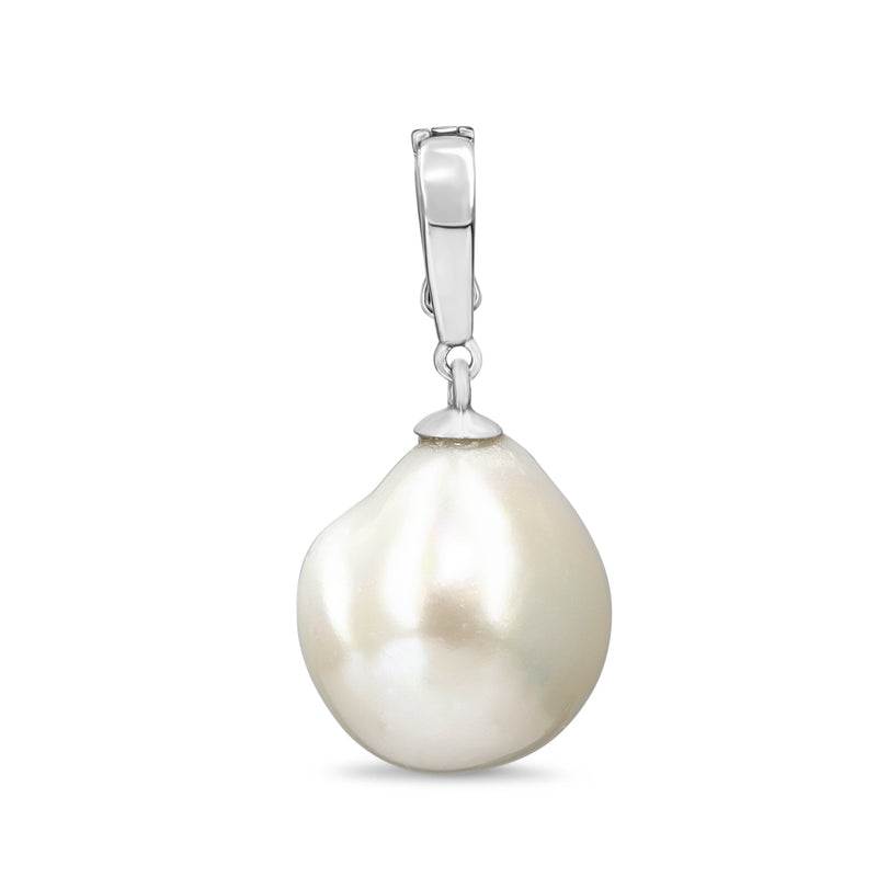 18ct White Gold Baroque Fresh Water Pearl Enhancer Pendant