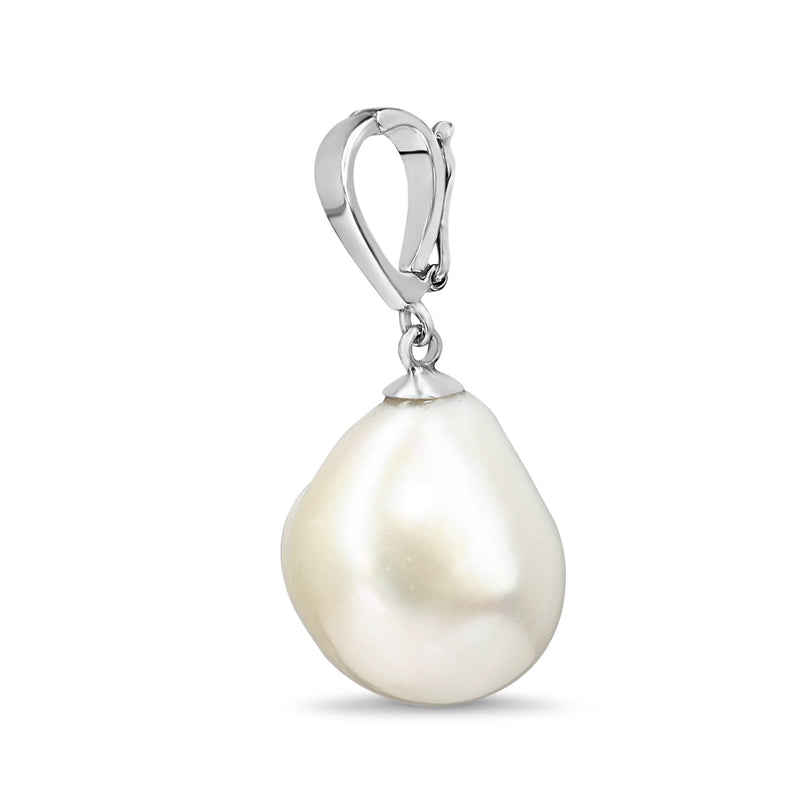 18ct White Gold Baroque Fresh Water Pearl Enhancer Pendant