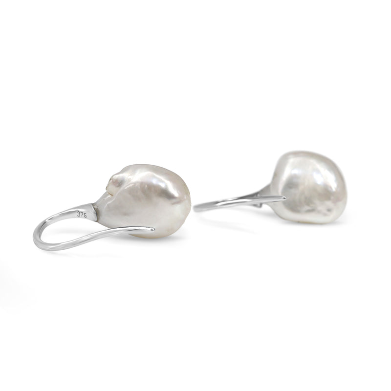 9ct White Gold Baroque Fresh Water Pearl Earrings