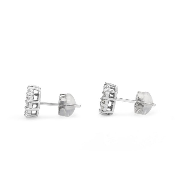 Platinum Diamond Cluster Stud Earrings