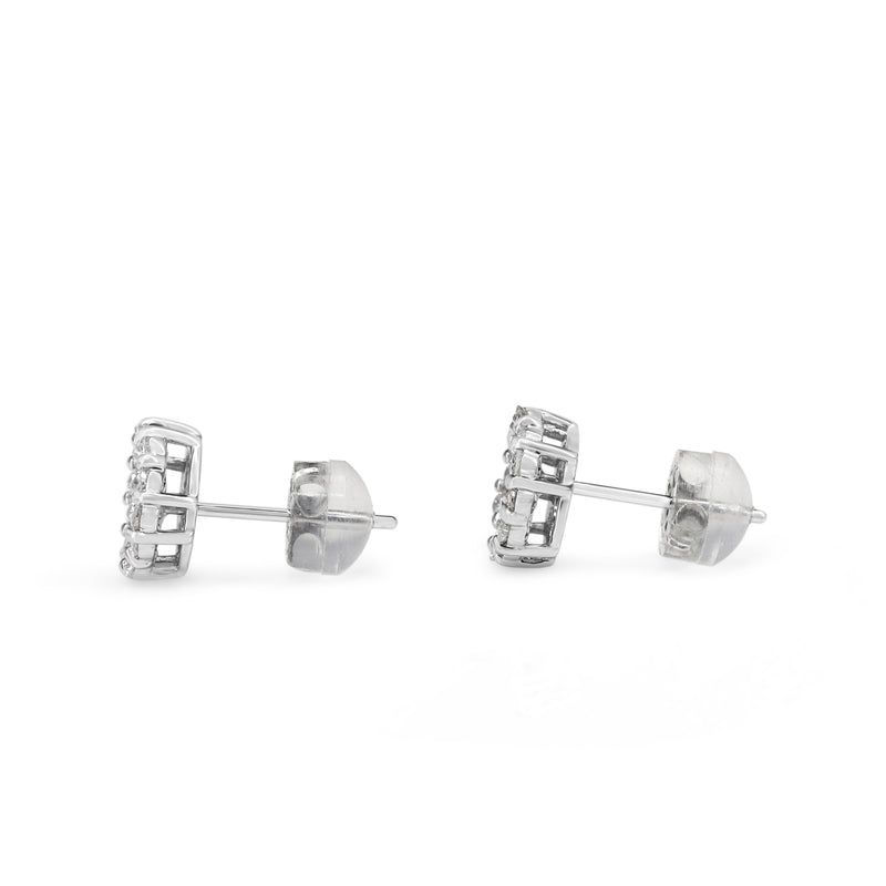 Platinum Diamond Cluster Stud Earrings