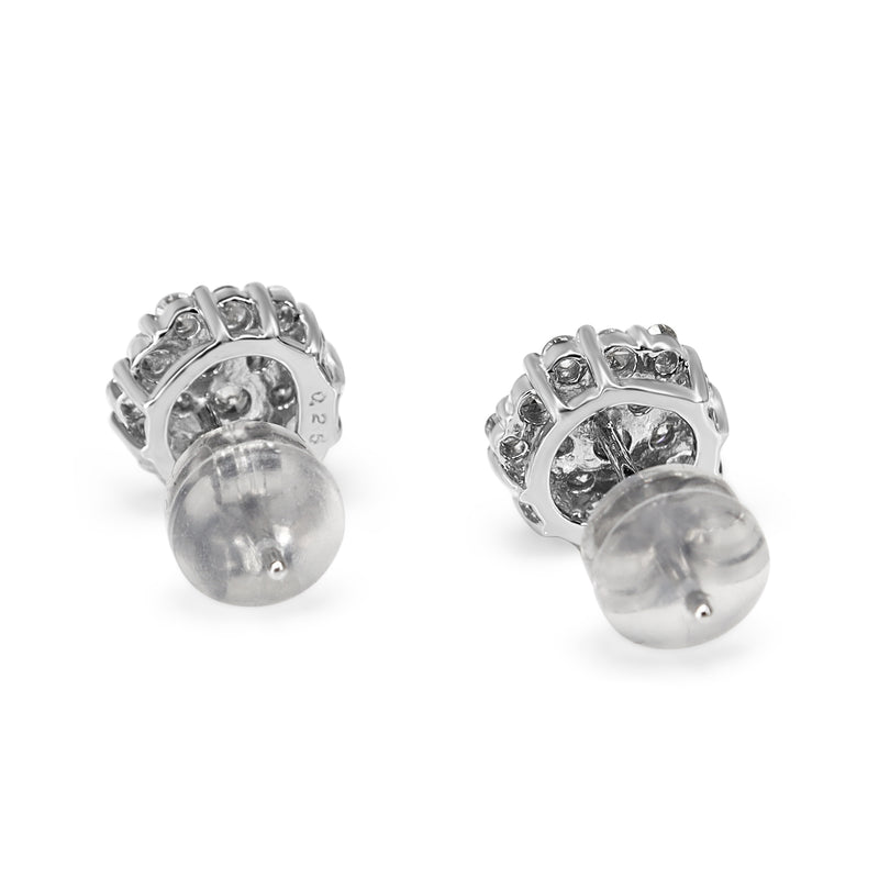 Platinum Diamond Cluster Stud Earrings