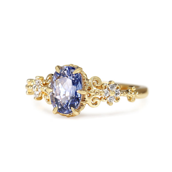 18ct Yellow Gold Sapphire and Diamond Vintage Style Ring