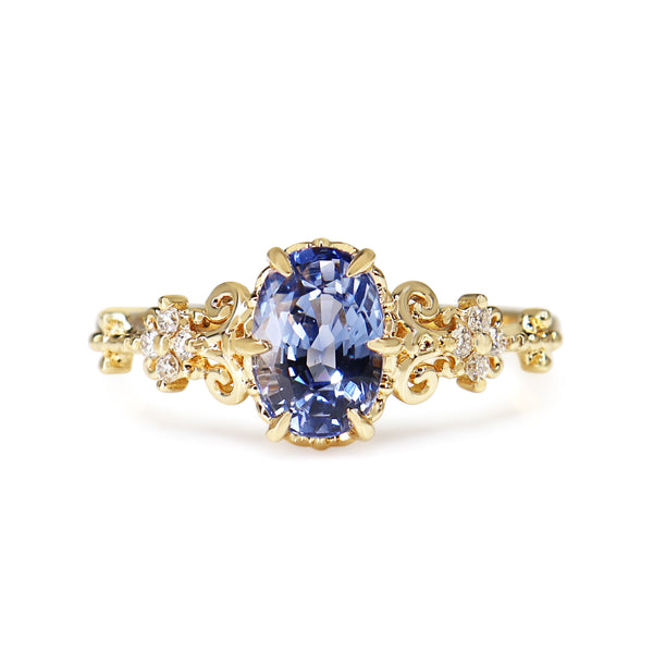 18ct Yellow Gold Sapphire and Diamond Vintage Style Ring