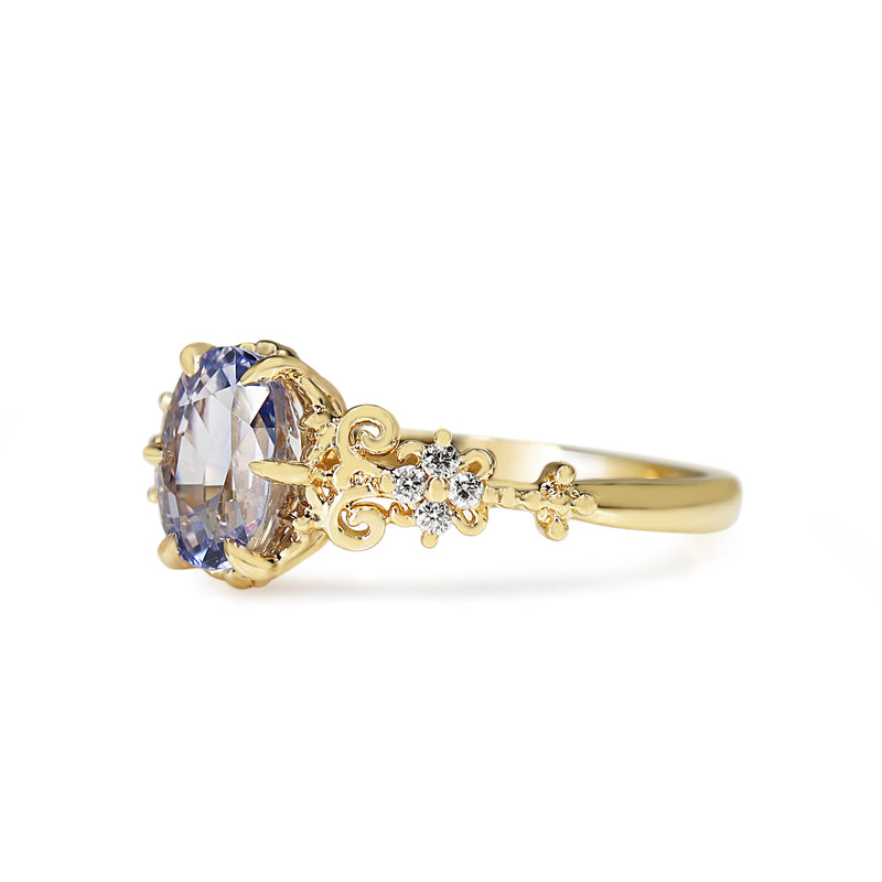 18ct Yellow Gold Sapphire and Diamond Vintage Style Ring