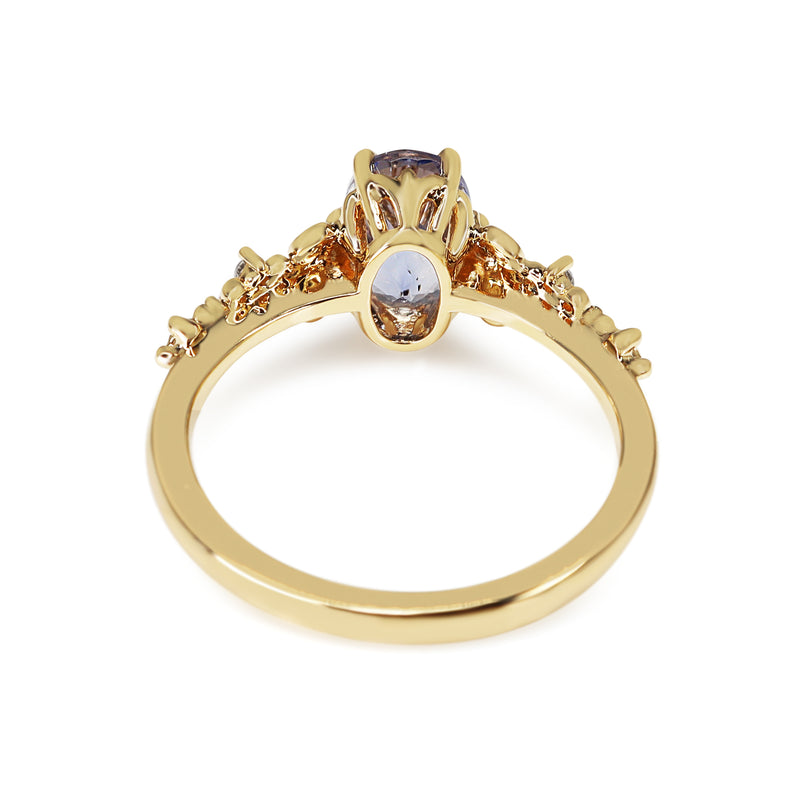 18ct Yellow Gold Sapphire and Diamond Vintage Style Ring