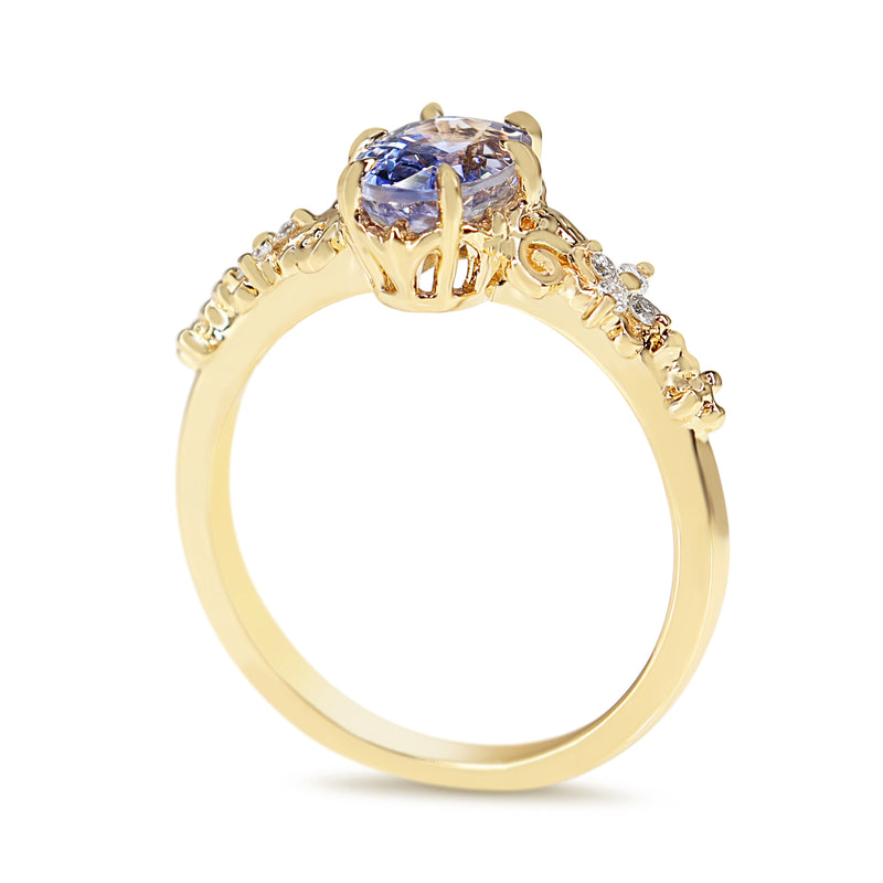 18ct Yellow Gold Sapphire and Diamond Vintage Style Ring