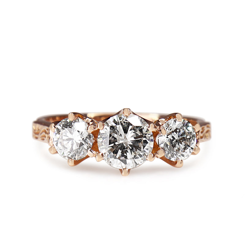 18ct Rose Gold 3 Stone Diamond Ring