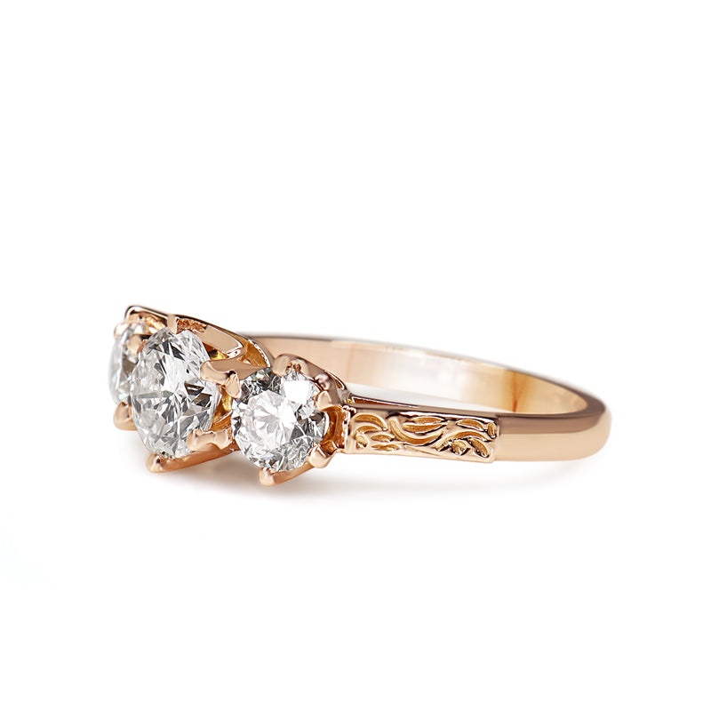 18ct Rose Gold 3 Stone Diamond Ring