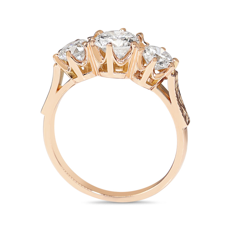 18ct Rose Gold 3 Stone Diamond Ring