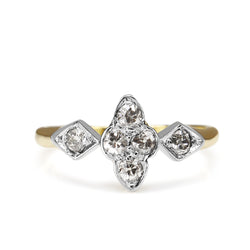 18ct Yellow Gold and Platinum Antique Old Cut Diamond Ring