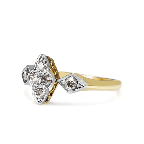 18ct Yellow Gold and Platinum Antique Old Cut Diamond Ring