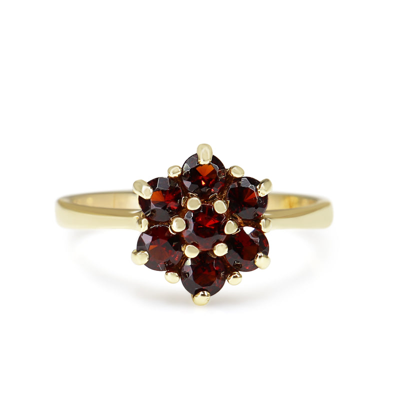 9ct Yellow Gold Vintage Garnet Cluster Ring