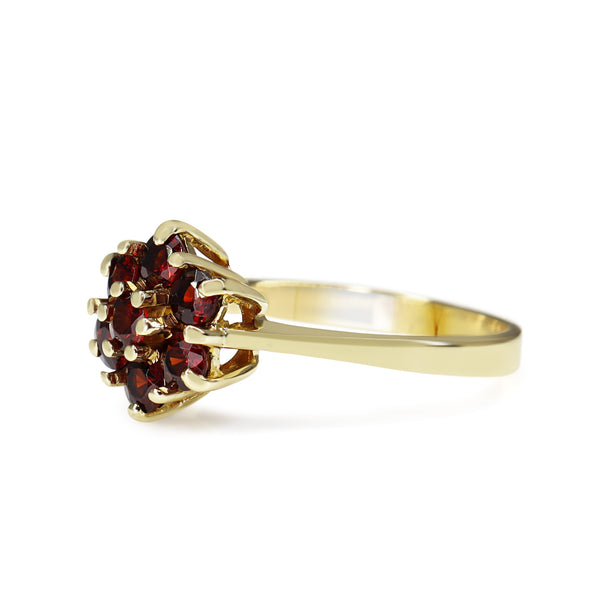 9ct Yellow Gold Vintage Garnet Cluster Ring