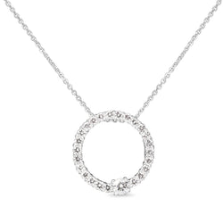 14ct White Gold Diamond Circle Necklace