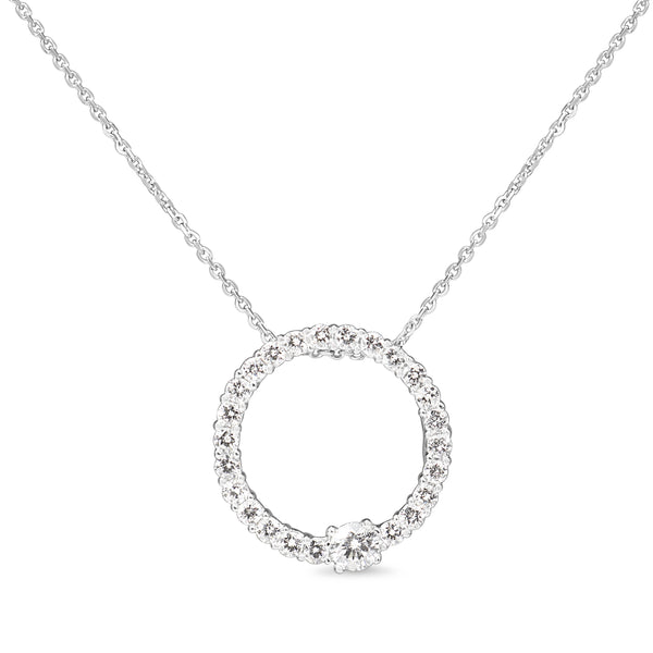 14ct White Gold Diamond Circle Necklace