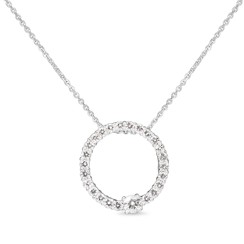 14ct White Gold Diamond Circle Necklace