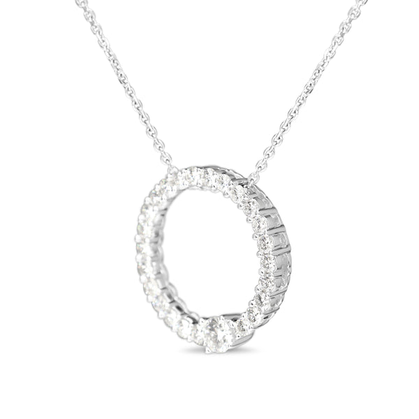 14ct White Gold Diamond Circle Necklace