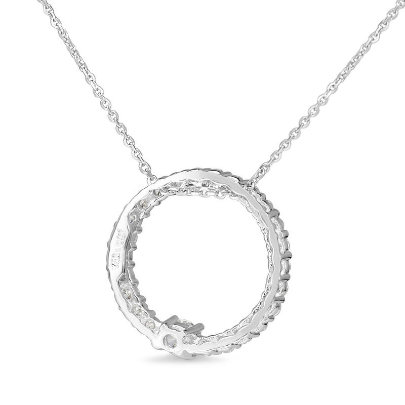 14ct White Gold Diamond Circle Necklace