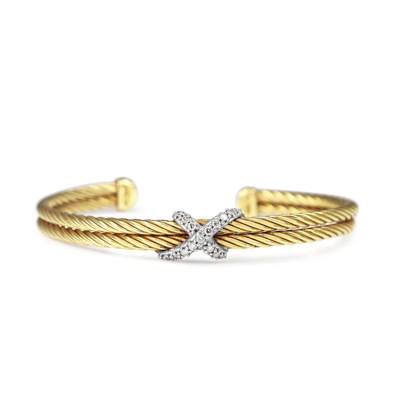 18ct Yellow and White Gold Diamond Bangle