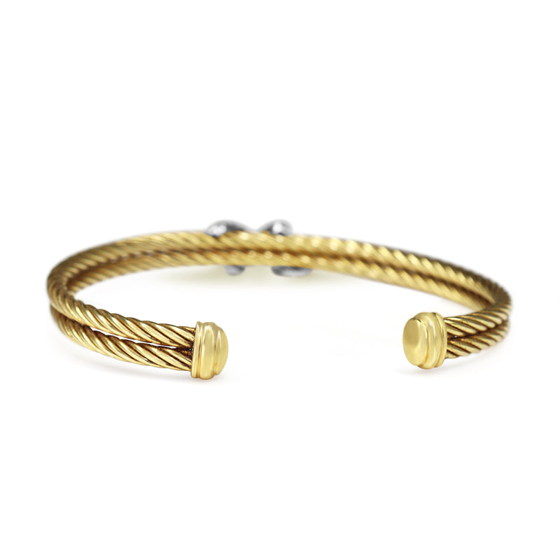 18ct Yellow and White Gold Diamond Bangle