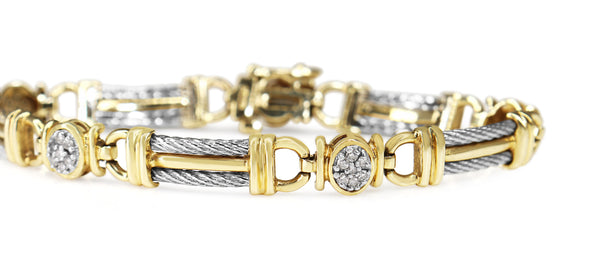 14ct Yellow and White Gold Vintage Diamond Bracelet