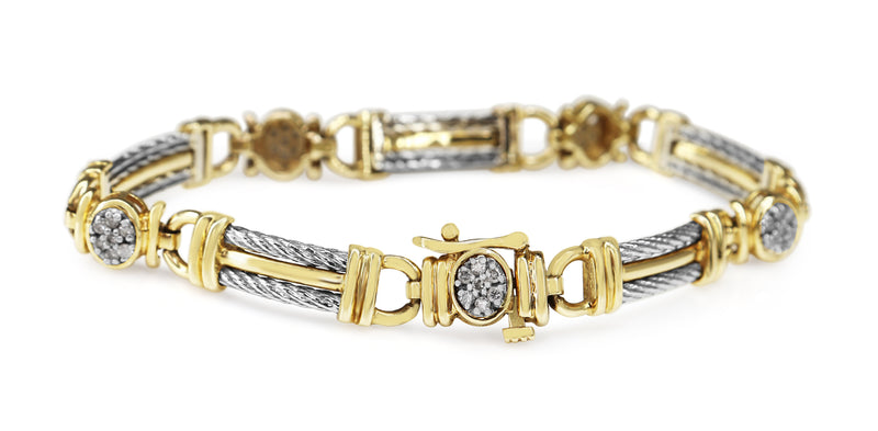 14ct Yellow and White Gold Vintage Diamond Bracelet