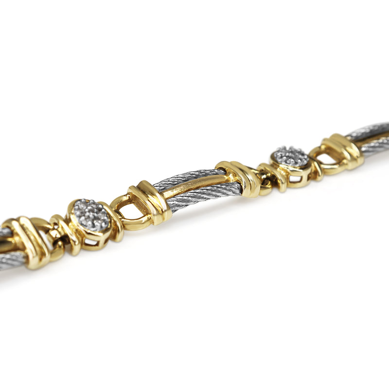 14ct Yellow and White Gold Vintage Diamond Bracelet