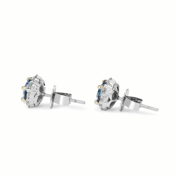 18ct White Gold Topaz and Diamond Halo Stud Earrings