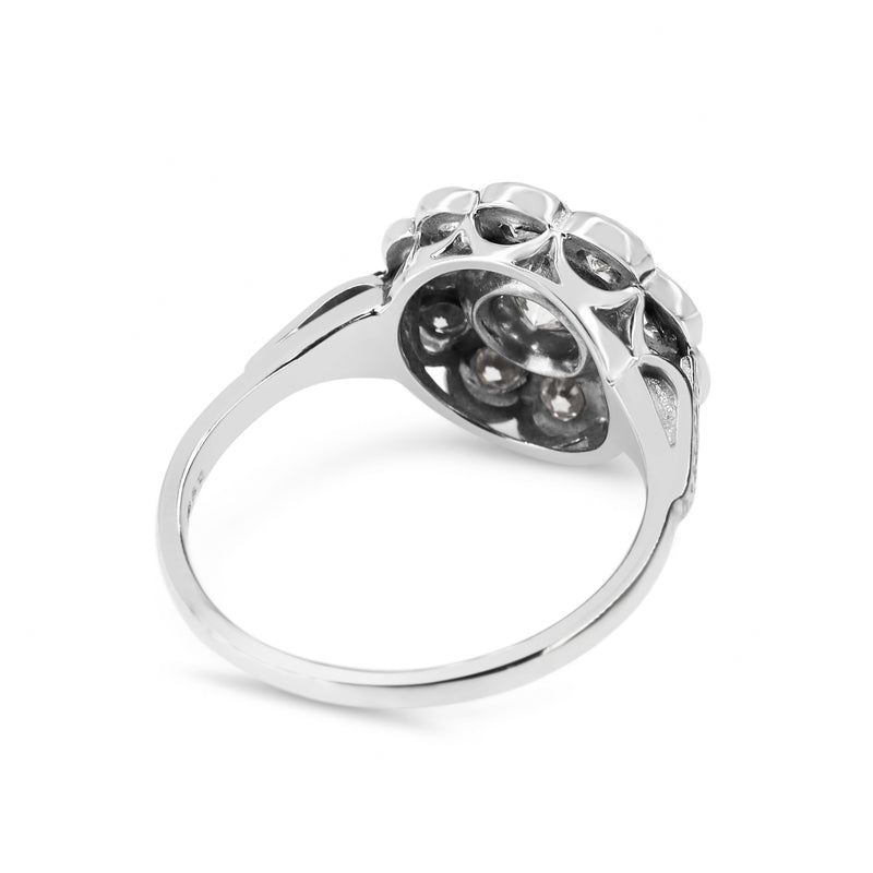 18ct White Gold Edwardian Style Diamond Daisy Ring