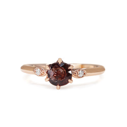 18ct Rose Gold Vintage Style Pink/Purple Sapphire and Diamond Ring