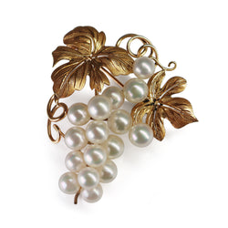 14ct Yellow Gold Floral Vine Sea Pearl Brooch