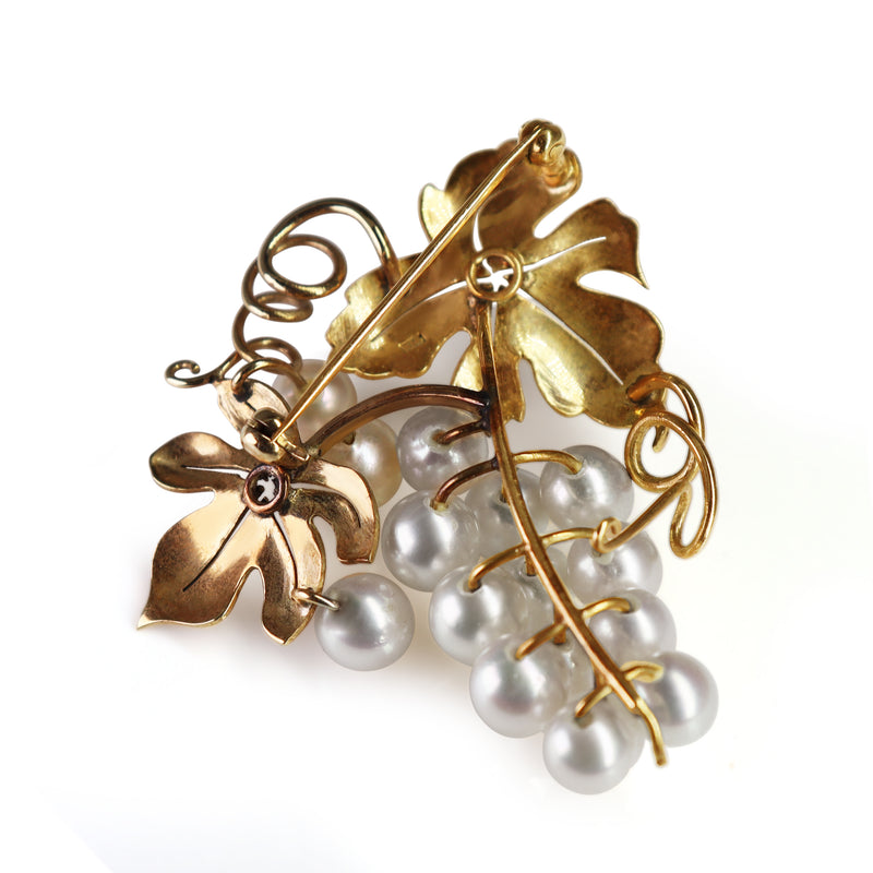 14ct Yellow Gold Floral Vine Sea Pearl Brooch