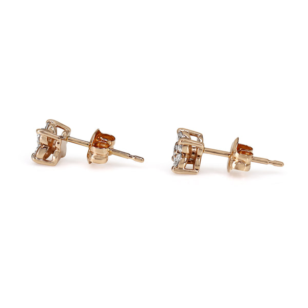 18ct Rose Gold Diamond 'Clover' Style Stud Earrings