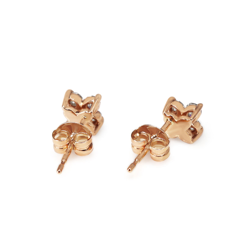 18ct Rose Gold Diamond 'Clover' Style Stud Earrings