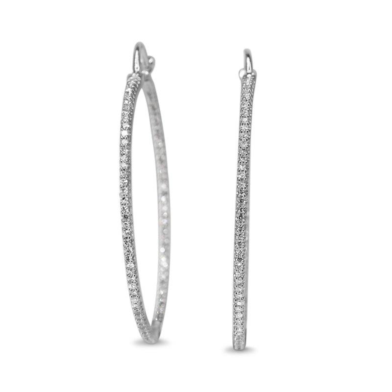 14ct White Gold .75ct Large Diamond Hoop Earrings