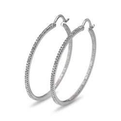 14ct White Gold .75ct Large Diamond Hoop Earrings