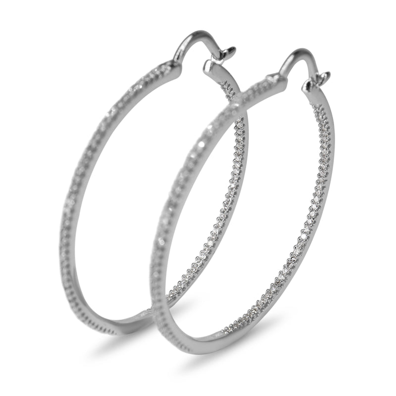 14ct White Gold .75ct Large Diamond Hoop Earrings