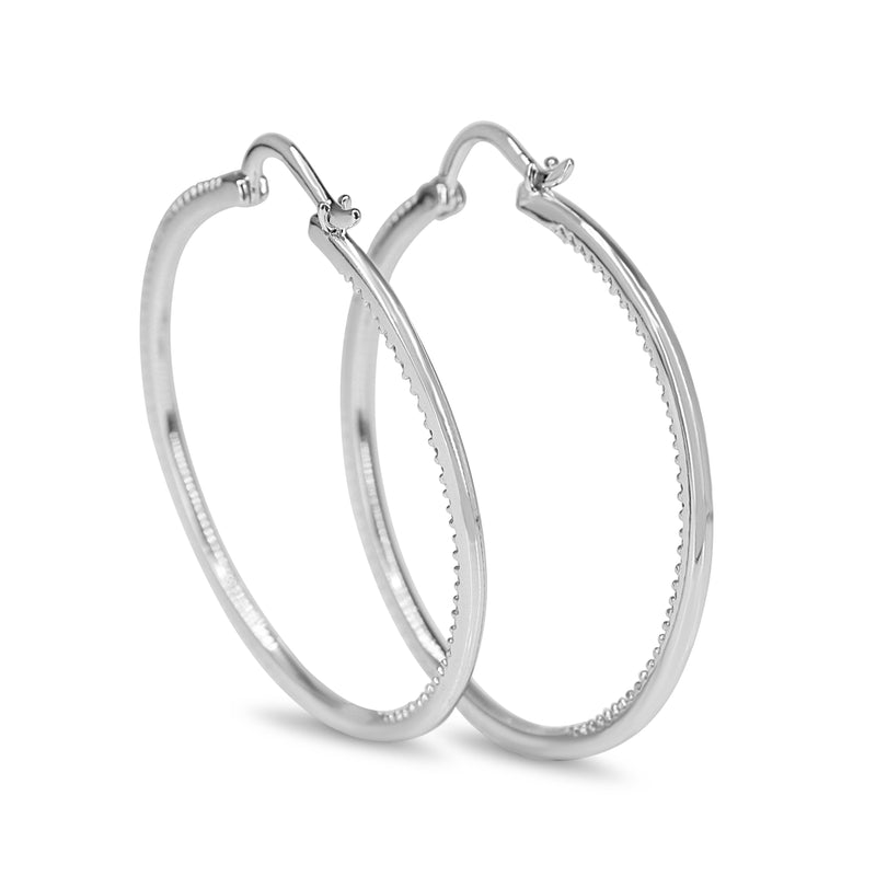 14ct White Gold .75ct Large Diamond Hoop Earrings