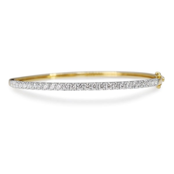 18ct Yellow and White Gold Hinged 2.00ct Diamond Bangle