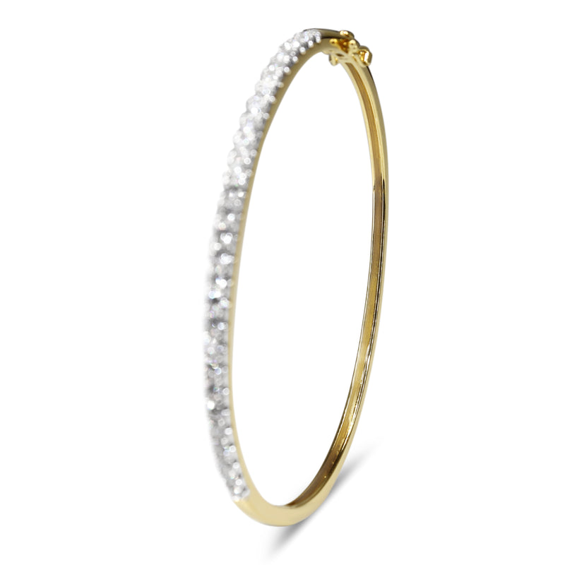 18ct Yellow and White Gold Hinged 2.00ct Diamond Bangle