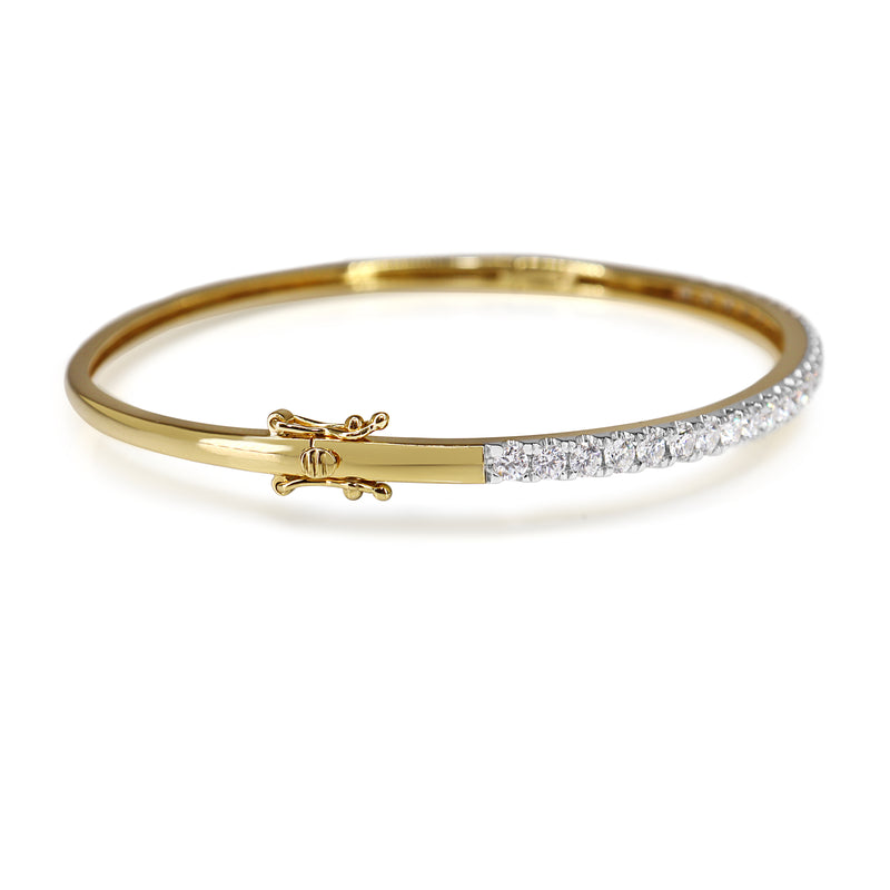 18ct Yellow and White Gold Hinged 2.00ct Diamond Bangle