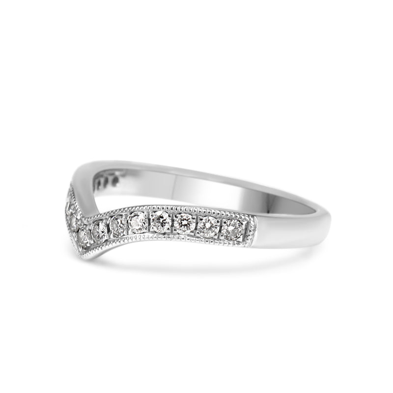 18ct White Gold Diamond 'V' Shaped Band Ring