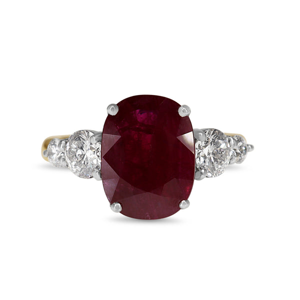 18ct Yellow and White Gold Ruby And Diamond 5 Stone Ring