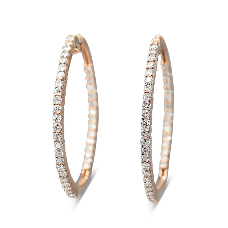 10ct Rose Gold 1.00ct Diamond Hoop Earrings