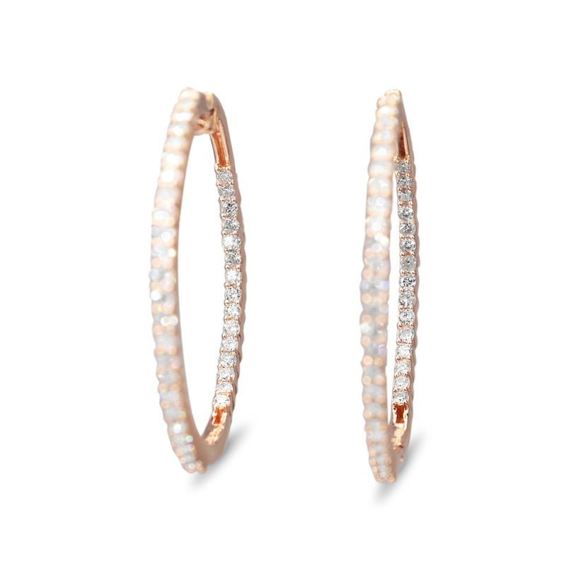 10ct Rose Gold 1.00ct Diamond Hoop Earrings