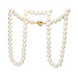 7mm Cultured Pearl Strand Necklace on 9ct Yellow Gold Clasp