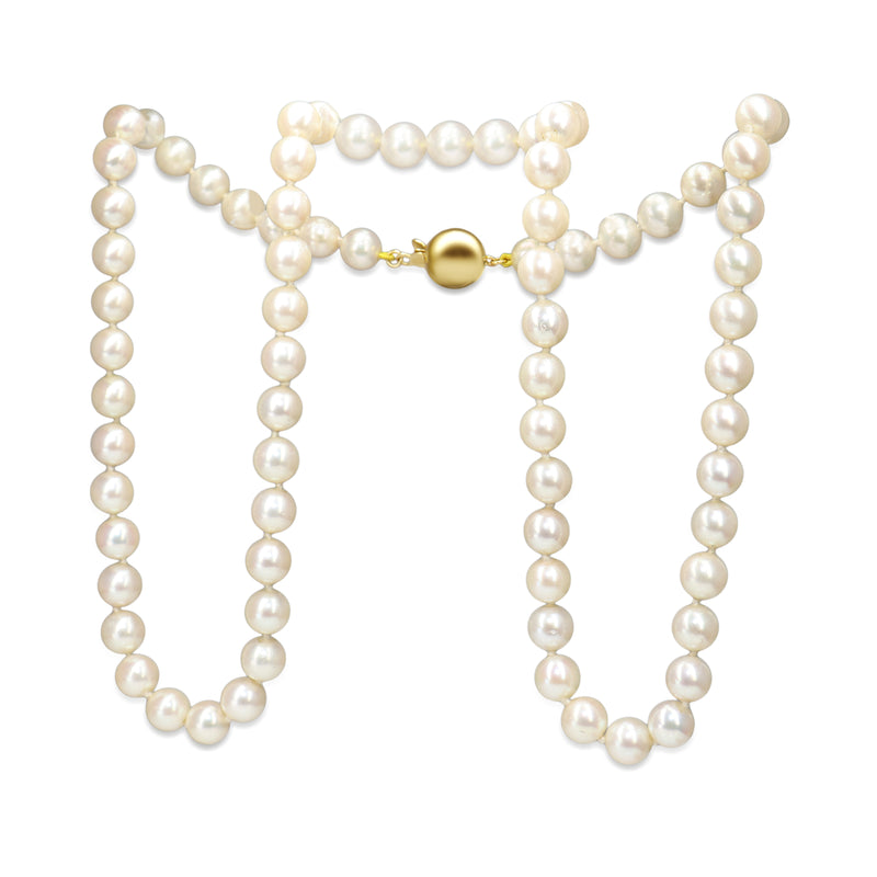 7mm Cultured Pearl Strand Necklace on 9ct Yellow Gold Clasp